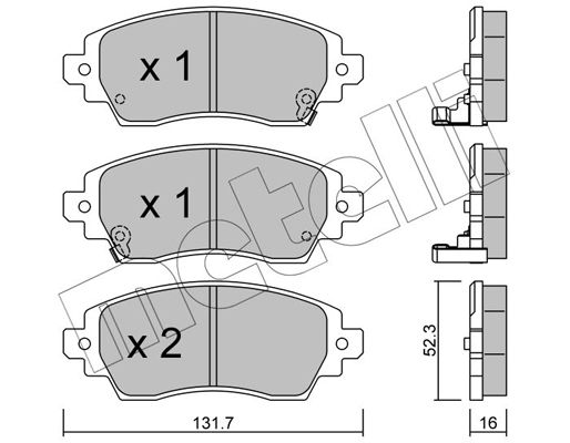 Комплект гальмівних накладок, дискове гальмо, Metelli 22-0750-0