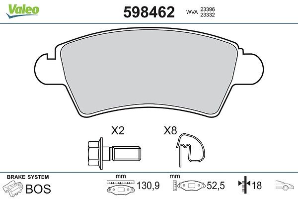 Plaquettes+de+frein+à+disque VALEO 598462