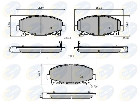 Комплект гальмівних накладок, дискове гальмо, Comline CBP32010