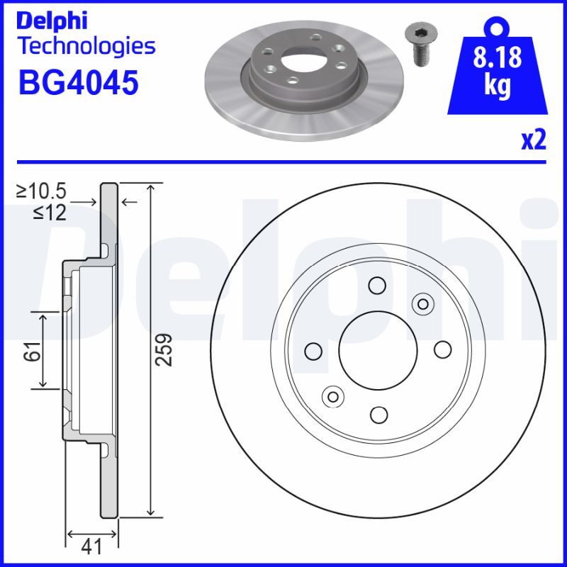 Гальмівний диск, Delphi BG4045