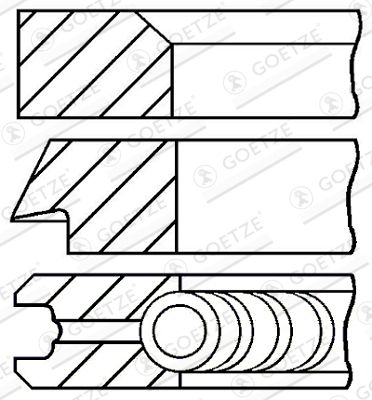 Комплект поршневих кілець, 86,00мм, FORD/PSA MONDEO/TRANSIT/BOXER/JUMPER 06- DIESEL STD, Goetze 08-427700-00