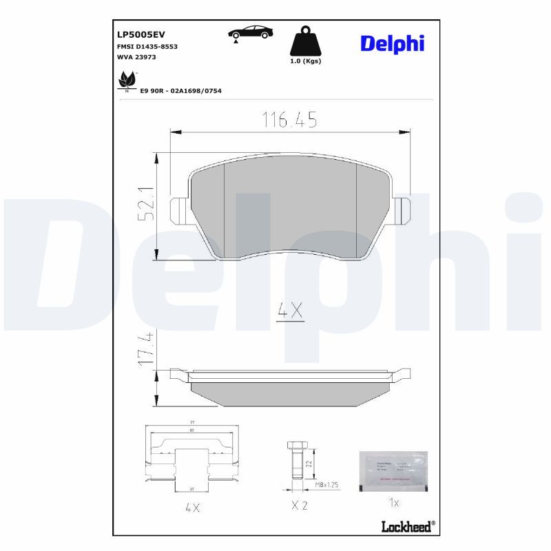 DELPHI LP5005EV Brake Pad Set, disc brake