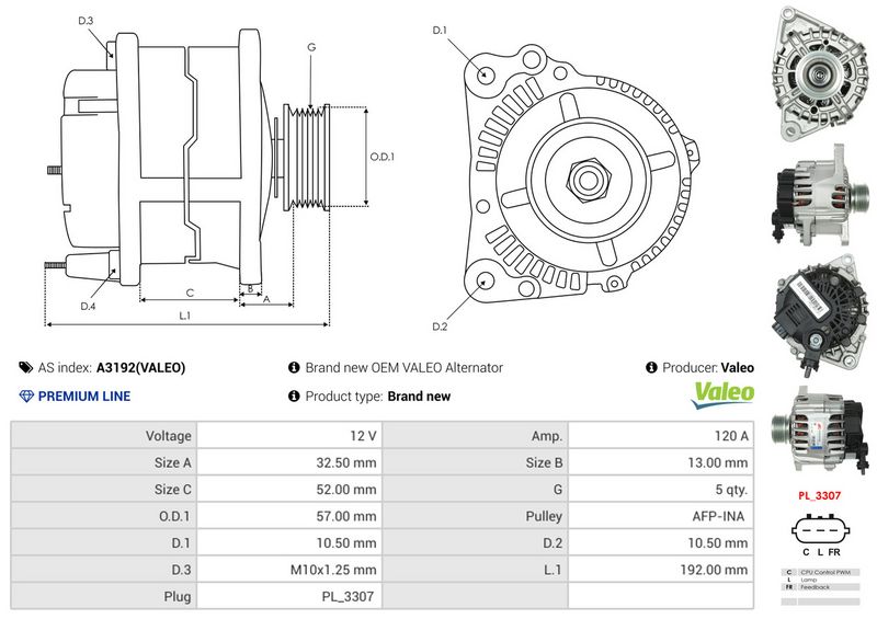 AS-PL A3192(VALEO) Alternator