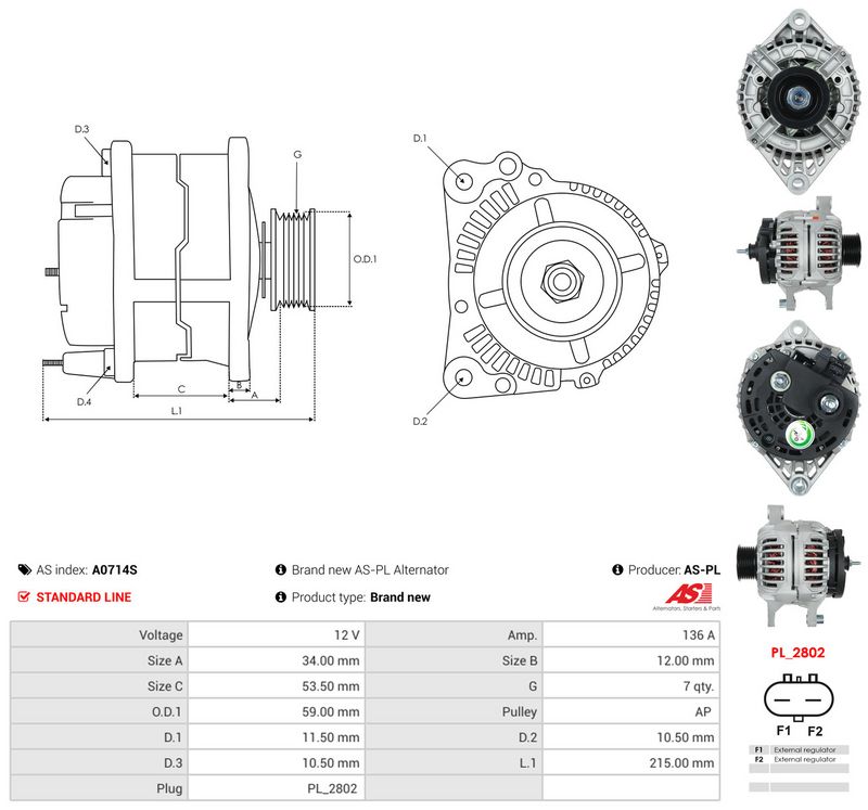 Generaator, AS-PL A0714S