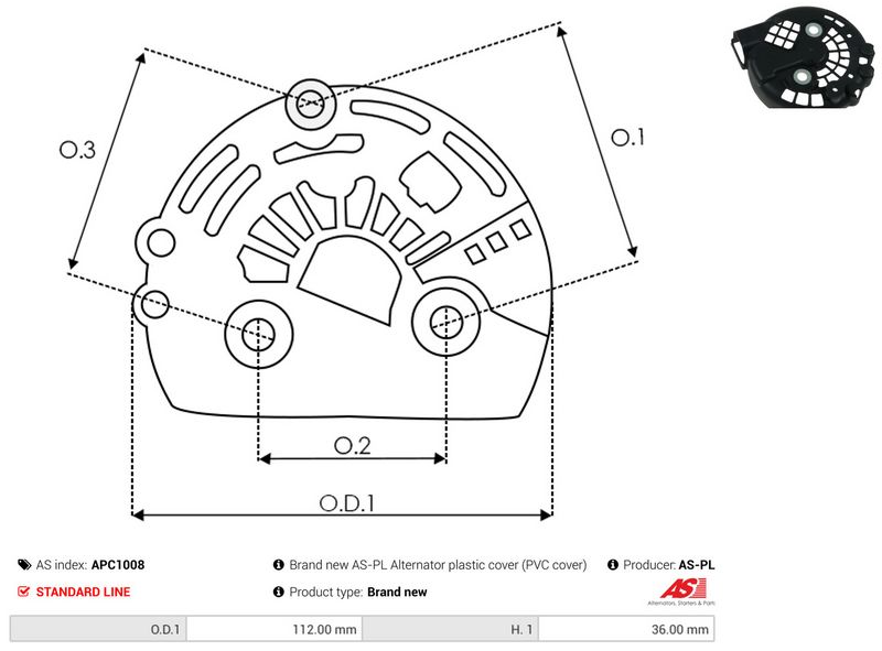 AS-PL APC1008 Protective Cap, alternator