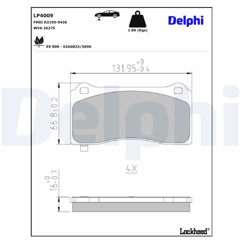 Piduriklotsi komplekt, ketaspidur, DELPHI LP4009