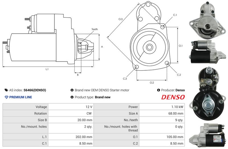AS-PL S6466(DENSO) Starter