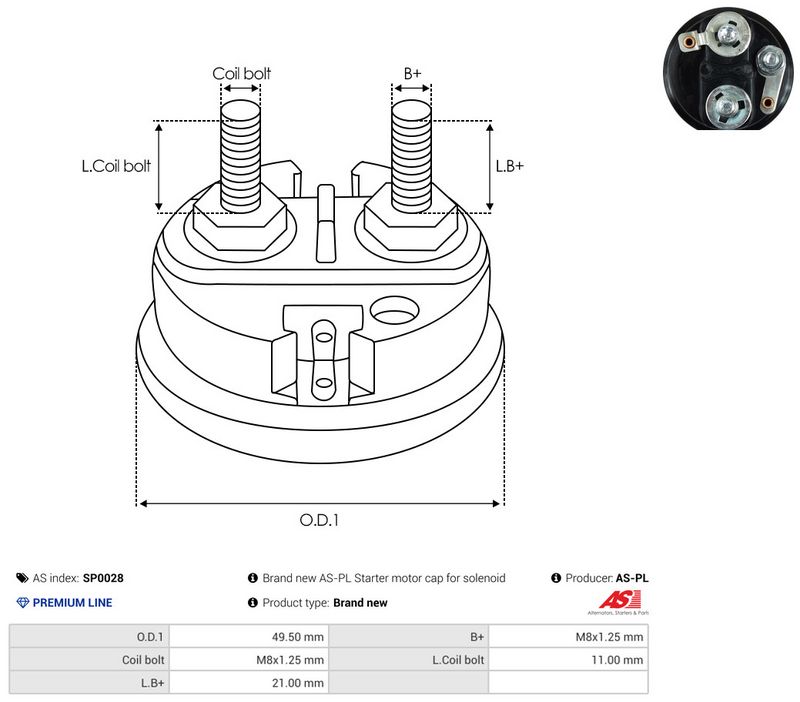 Kaas, starteri relee, AS-PL SP0028