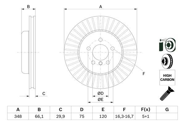 BOSCH BMW диск тормозной передний F10/F11