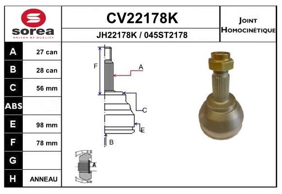 EAI csuklókészlet, hajtótengely CV22178K