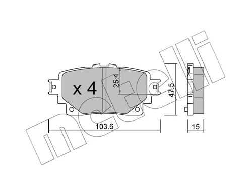 Комплект гальмівних накладок, дискове гальмо, Metelli 22-1229-0