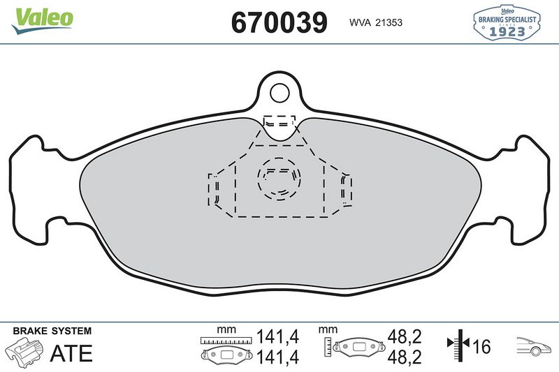 Plaquettes+de+frein+à+disque VALEO 670039