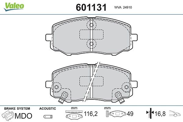комплект спирачно феродо, дискови спирачки VALEO