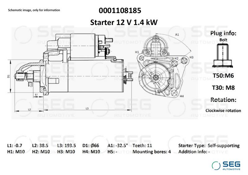 SEG Automotive 0001108185 Starter