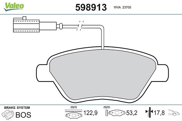 Plaquettes+de+frein+à+disque VALEO 598913
