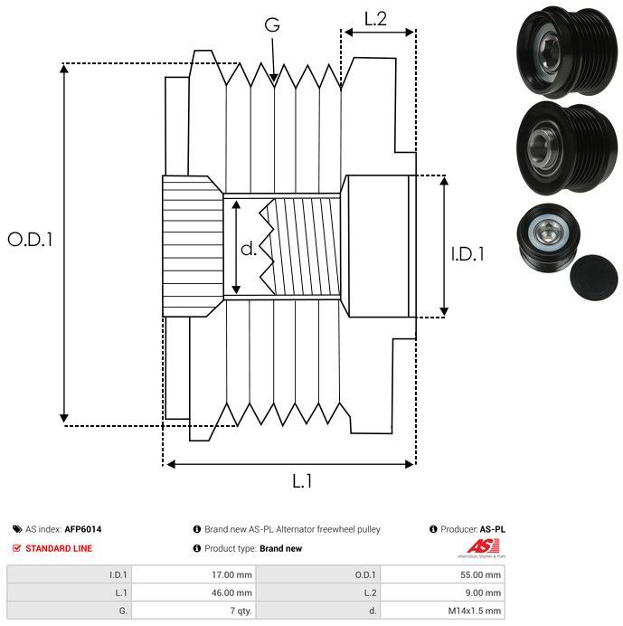 AS-PL AFP6014 Alternator Freewheel Clutch
