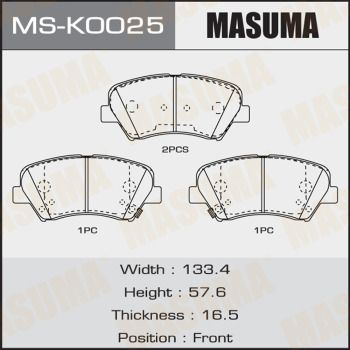 Комплект гальмівних колодок, Masuma MS-K0025