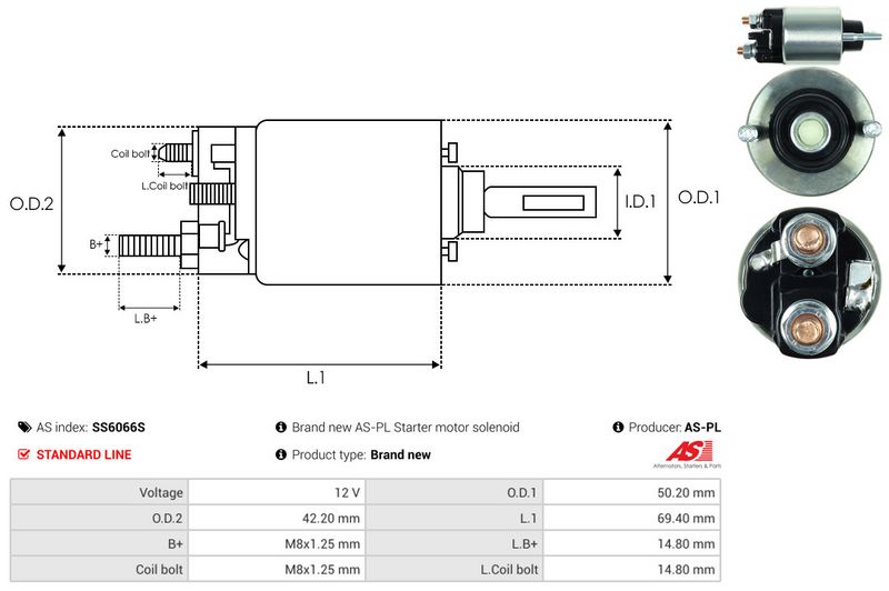 AS-PL SS6066S Solenoid Switch, starter