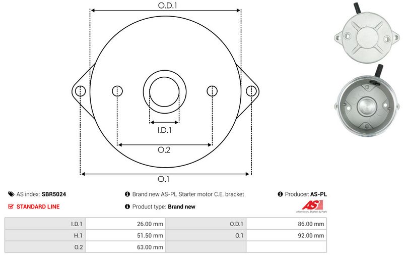 AS-PL SBR5024 Starter Lid, carburettor