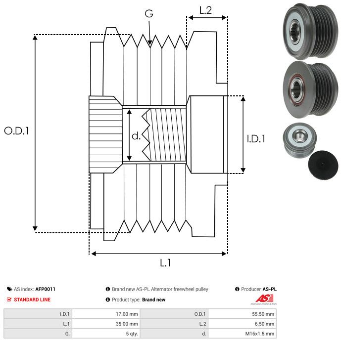 AS-PL AFP0011 Alternator Freewheel Clutch