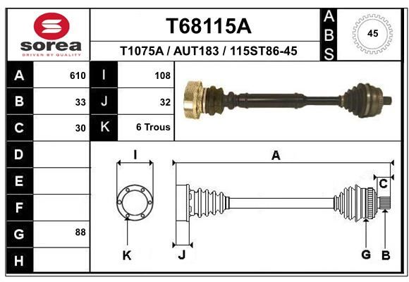 Приводний вал, Eai Group T68115A