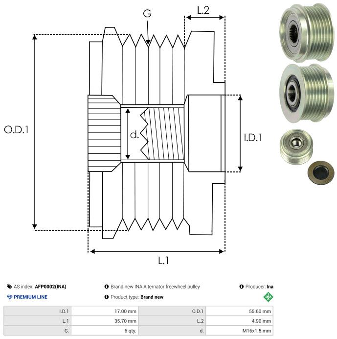 AS-PL AFP0002(INA) Alternator Freewheel Clutch