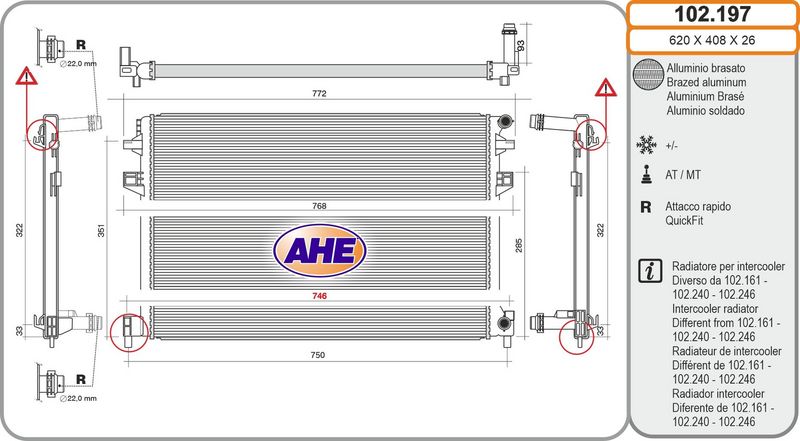 AHE Radiateur refroidissement du moteur 102.197