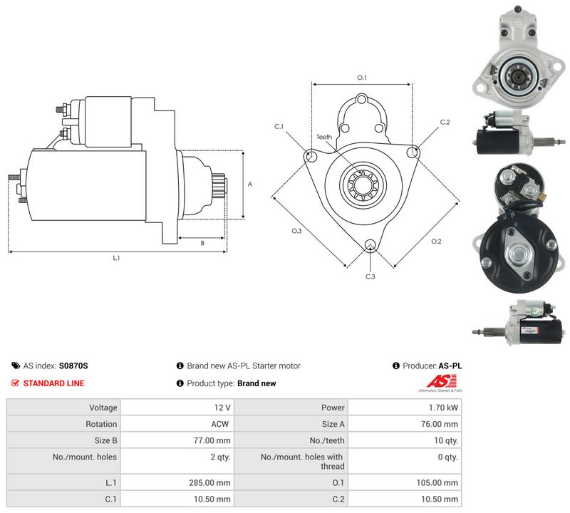 Starter, AS-PL S0870S