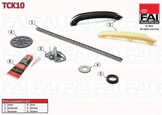 Комплект ланцюгів привода, Fai Autoparts TCK10