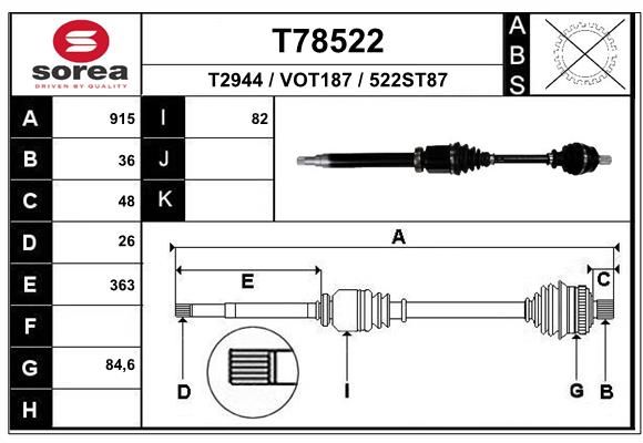 EAI hajtótengely T78522