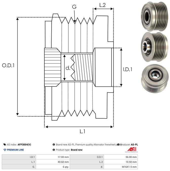 AS-PL AFP3004(V) Alternator Freewheel Clutch