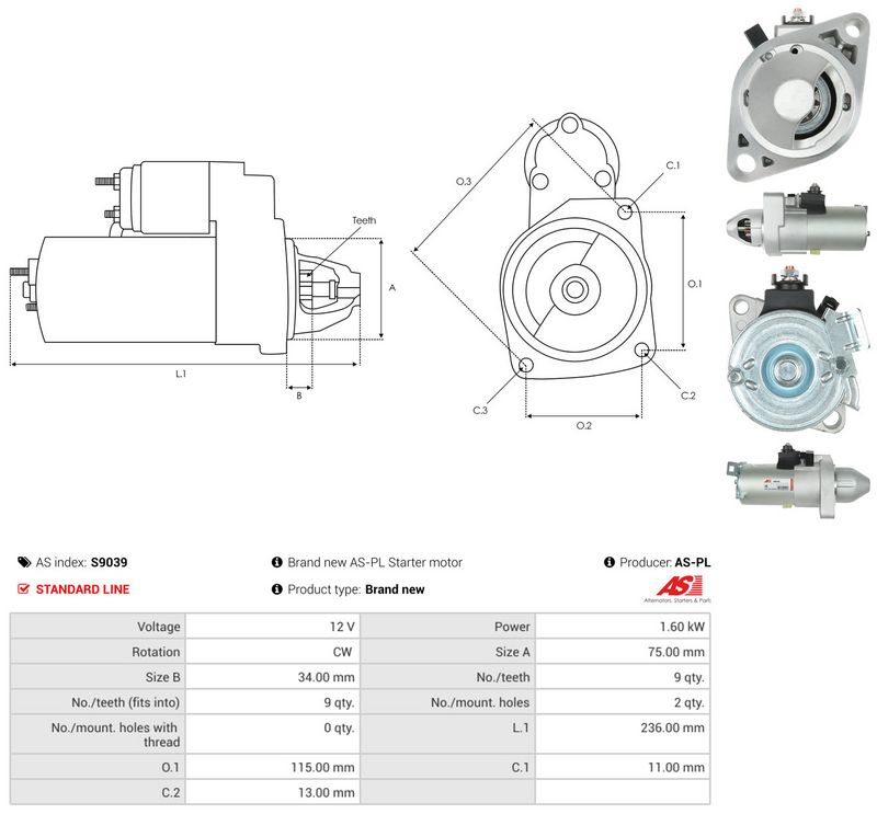 Starter, AS-PL S9039