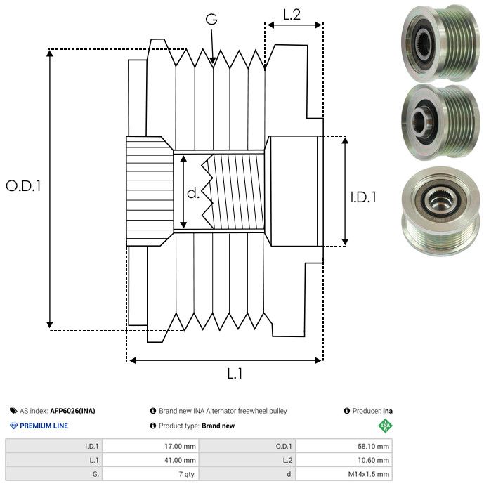 AS-PL AFP6026(INA) Alternator Freewheel Clutch