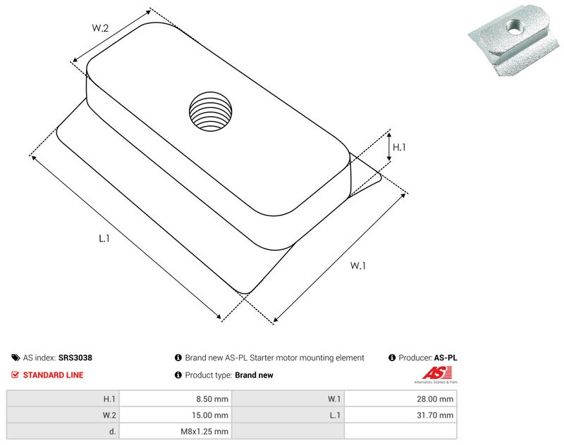 AS-PL SRS3038 Repair Kit, starter