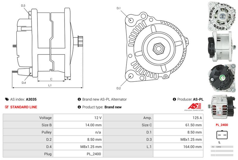 AS-PL A3035 Alternator