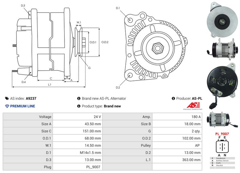 AS-PL A9237 Alternator