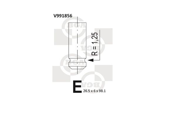 Випускний клапан, 26,5мм, 6мм, 45°, Combo 1.7Di/CDTi 01-, Bg Automotive V991856