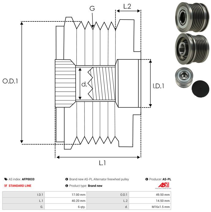 AS-PL AFP0033 Alternator Freewheel Clutch