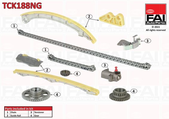 Комплект ланцюгів привода, Fai Autoparts TCK188NG