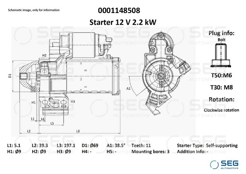 SEG Automotive 0001148508 Starter
