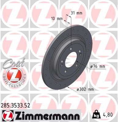 Гальмівний диск, Zimmermann 285.3533.52