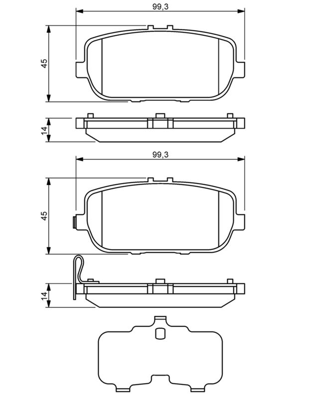 Piduriklotsi komplekt, ketaspidur, BOSCH 0 986 494 190