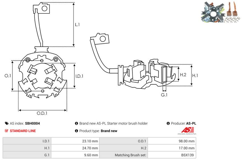 AS-PL SBH0004 Holder, carbon brushes