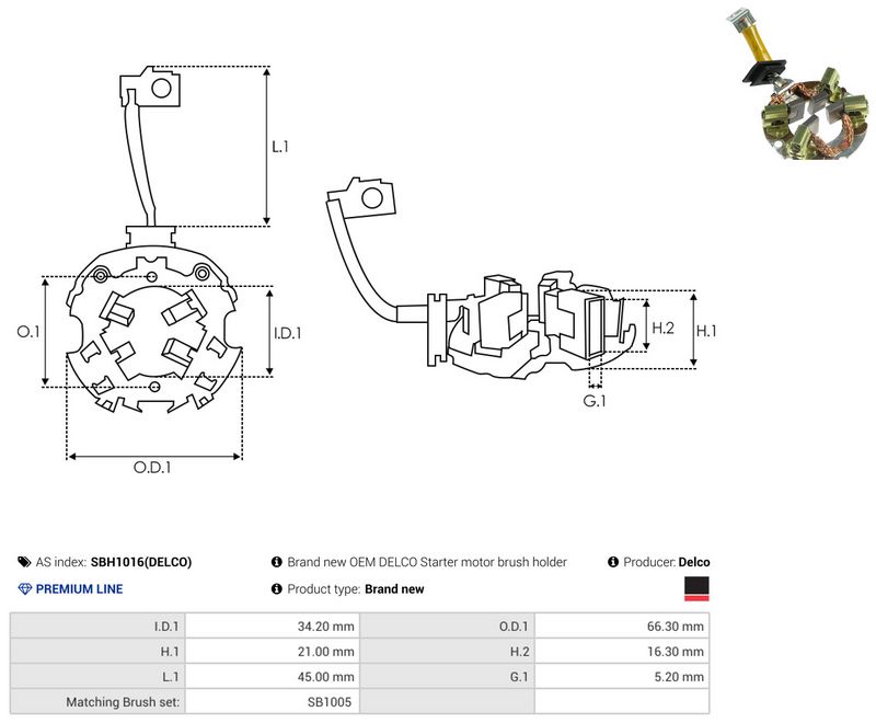 AS-PL SBH1016(DELCO) Holder, carbon brushes