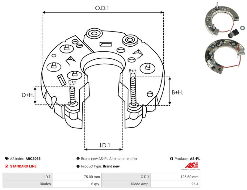 AS-PL ARC2063 Rectifier, alternator