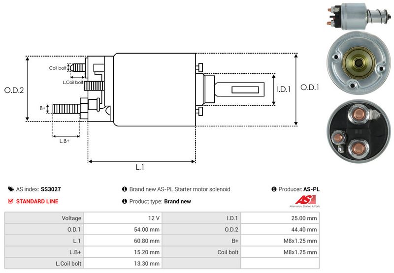 AS-PL SS3027 Solenoid Switch, starter