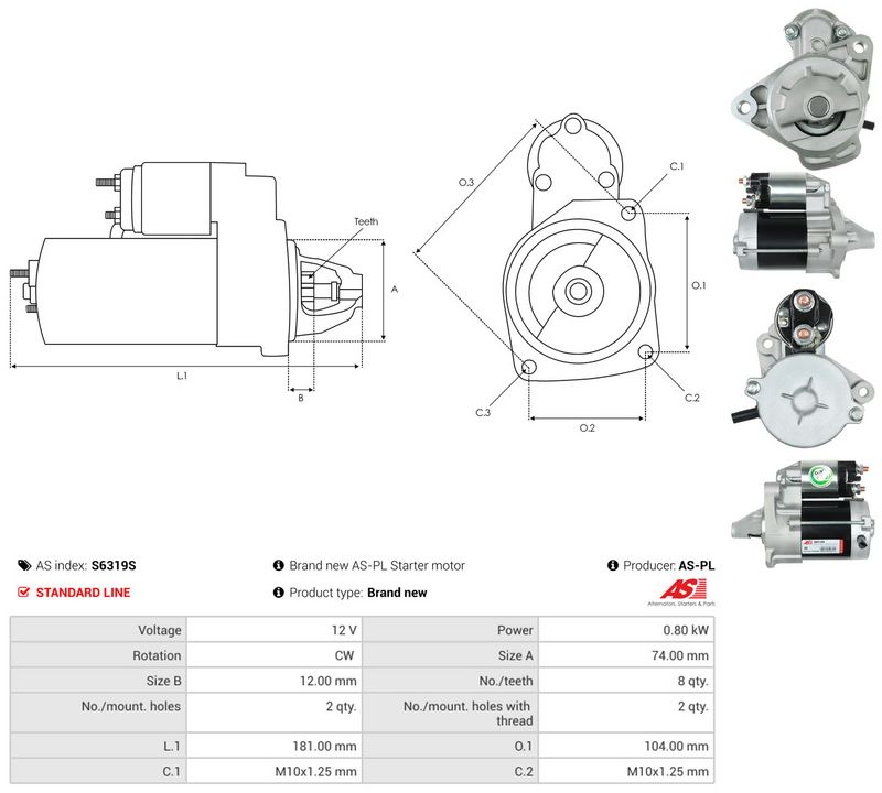 Starter, AS-PL S6319S