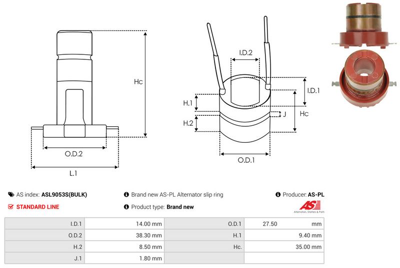 Rõngas, generaator, AS-PL ASL9053S(BULK)
