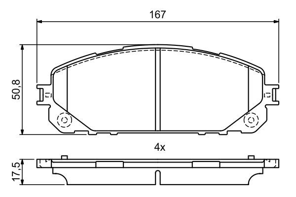 Комплект гальмівних накладок, дискове гальмо, JEEP Cherokee "F "13>>, Bosch 0986495404