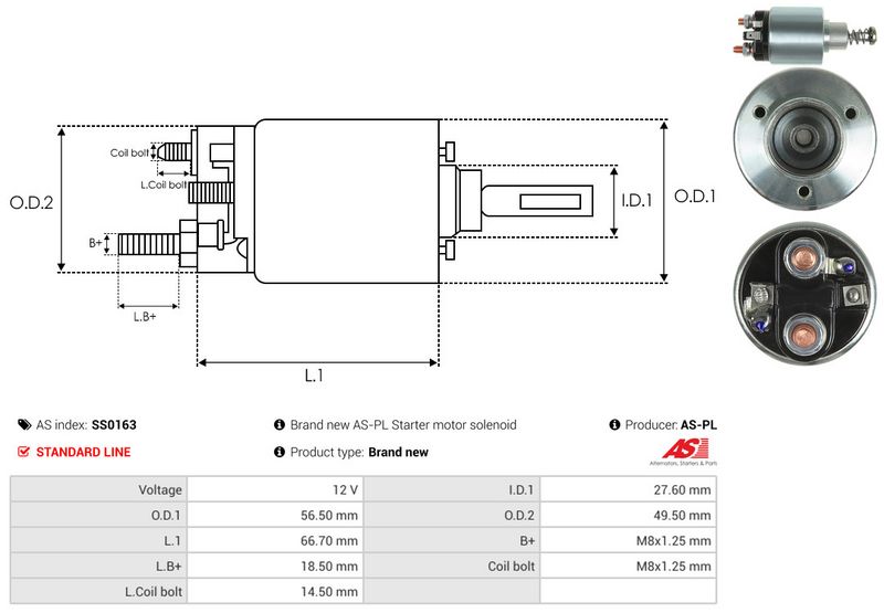 AS-PL SS0163 Solenoid Switch, starter